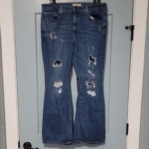 Levi's Blue Distressed Wide Leg Jeans